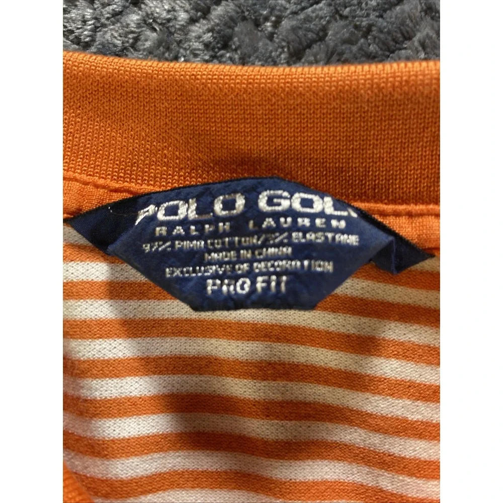 Ralph Lauren Polo Shirt Mens XL‎ Orange White Striped Rugby 90s Retro